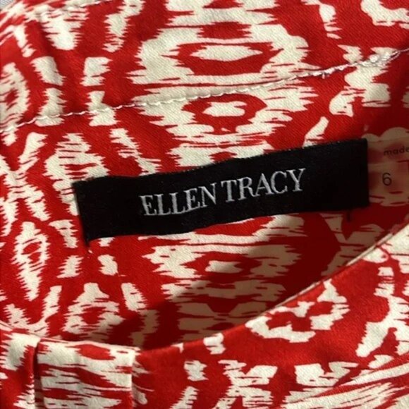 Ellen Tracy Sleeveless Sheath Dress, Red and Cream, Size 6 - Picture 6 of 11